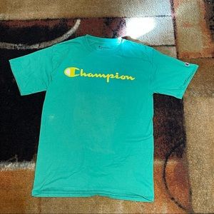 Green and Yellow Champion Graphic Tee S